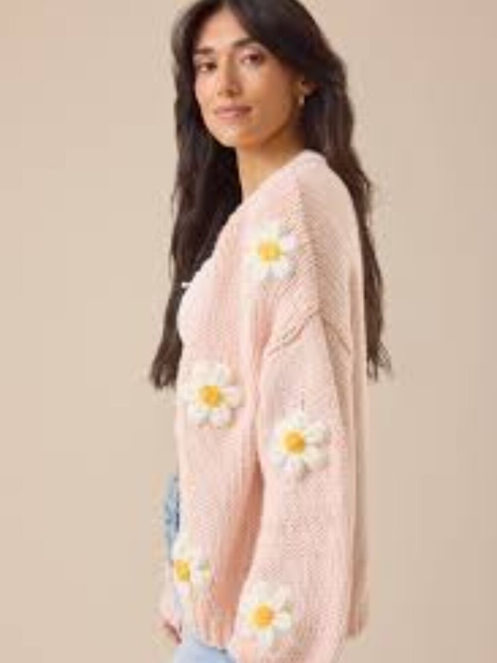 Altar’d State 3D Daisy Open-Front Cardigan – Light Pink – Size Large - CG0517
